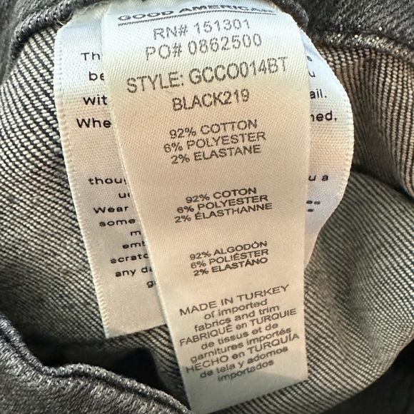 Good American Good Classic Slim Straight Jeans Crossover Black219 Size 2/26 NWOT - Picture 5 of 8